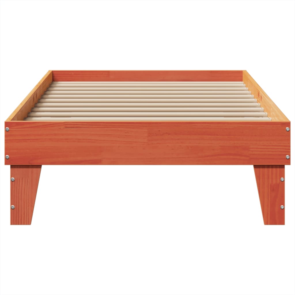 sengeramme uden madras 75x190 cm massivt fyrretræ gyldenbrun