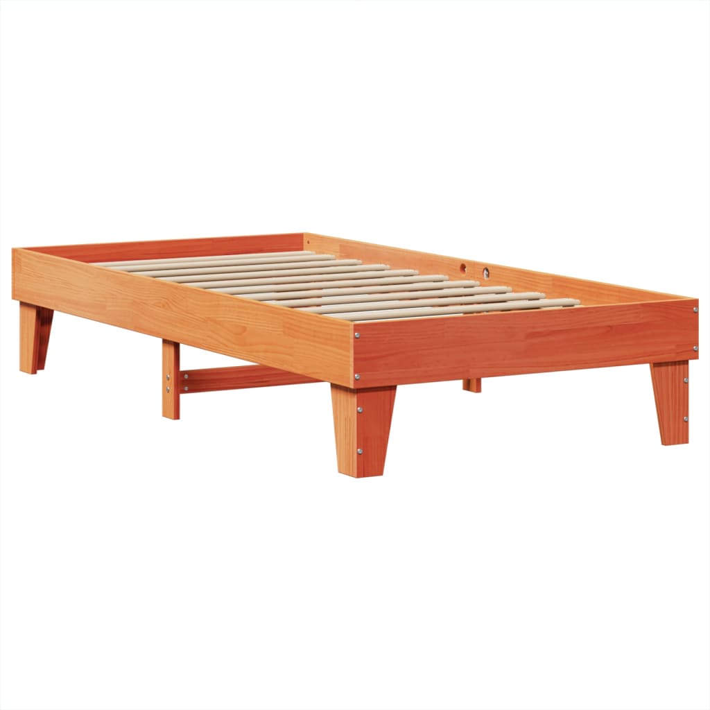 sengeramme uden madras 75x190 cm massivt fyrretræ gyldenbrun