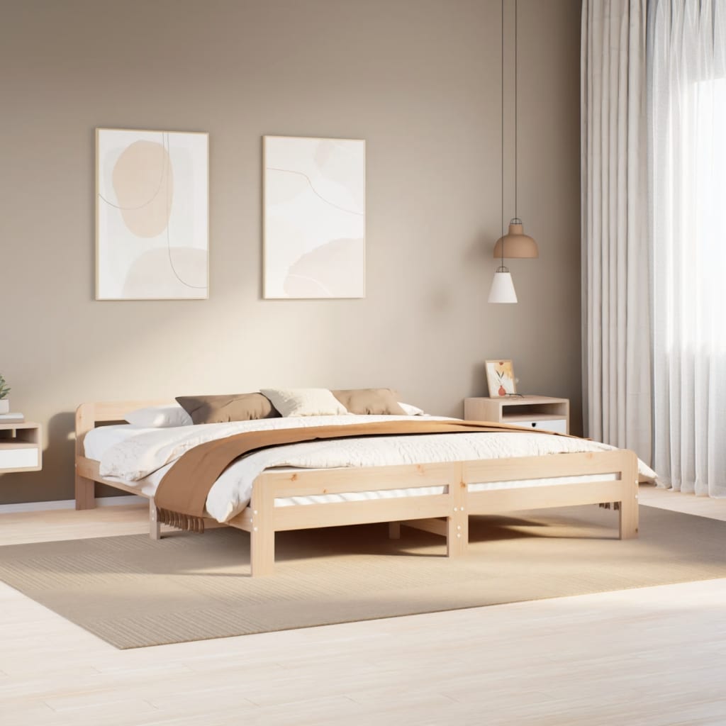 sengeramme uden madras 200x200 cm massivt fyrretræ