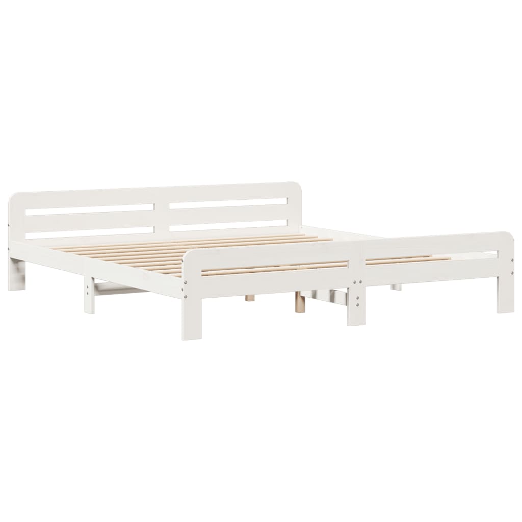 sengeramme uden madras 200x200 cm massivt fyrretræ hvid