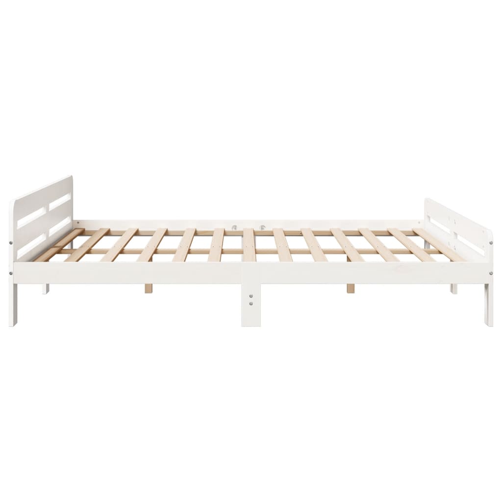 sengeramme uden madras 200x200 cm massivt fyrretræ hvid