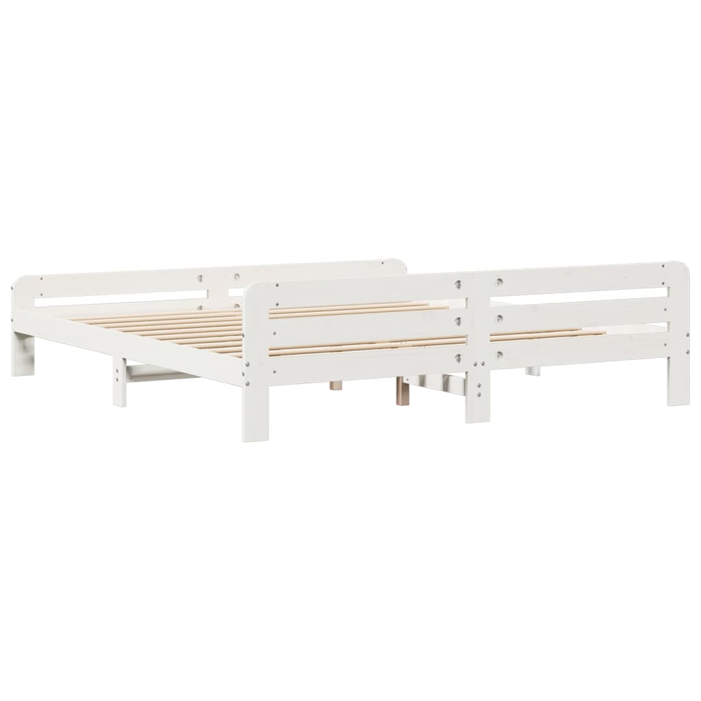 sengeramme uden madras 200x200 cm massivt fyrretræ hvid
