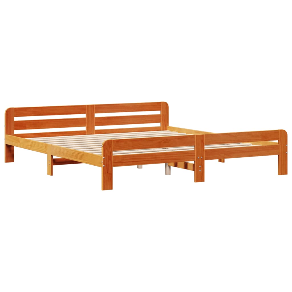 sengeramme uden madras 200x200 cm massivt fyrretræ gyldenbrun
