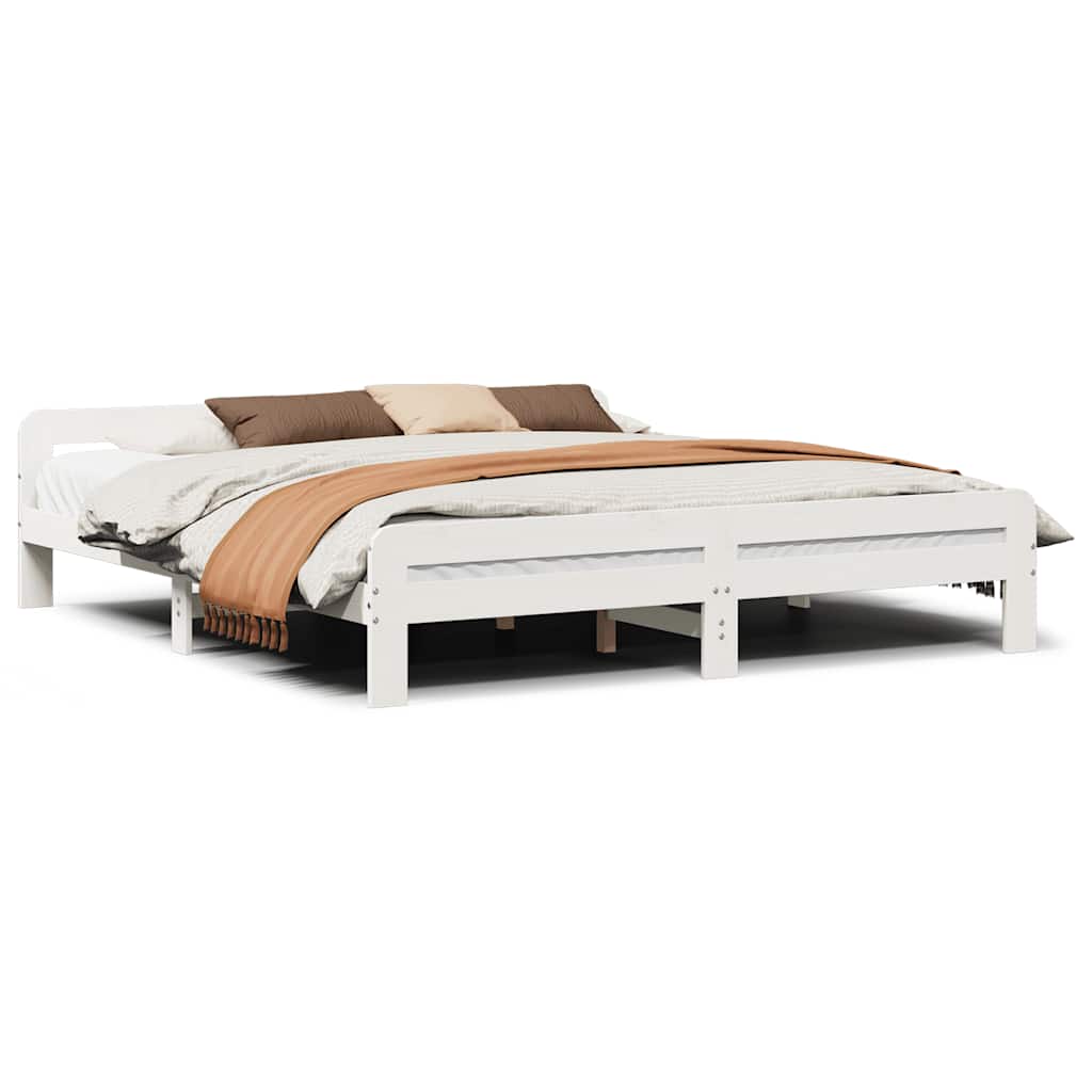 sengeramme uden madras 180x200 cm massivt fyrretræ hvid