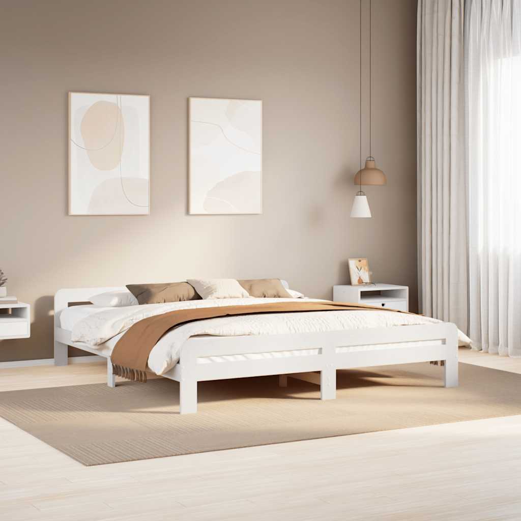 sengeramme uden madras 180x200 cm massivt fyrretræ hvid