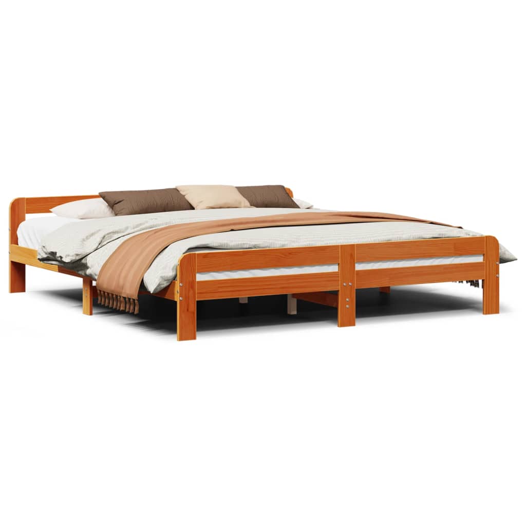 sengeramme uden madras 180x200 cm massivt fyrretræ gyldenbrun