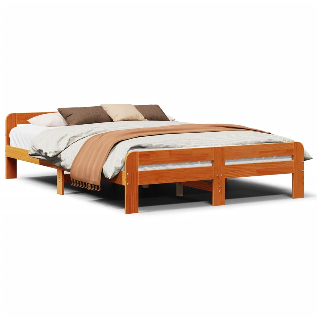 sengeramme uden madras 160x200 cm massivt fyrretræ gyldenbrun