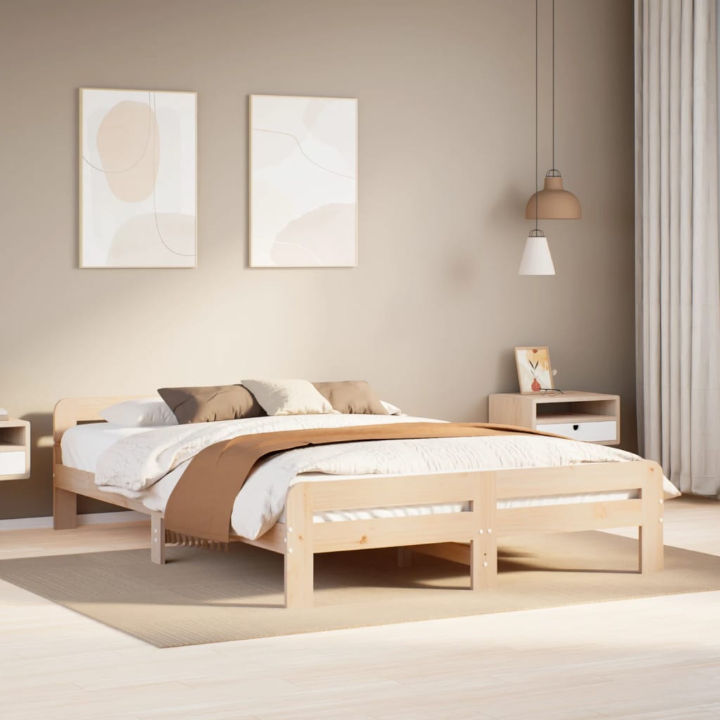 sengeramme uden madras 150x200 cm massivt fyrretræ