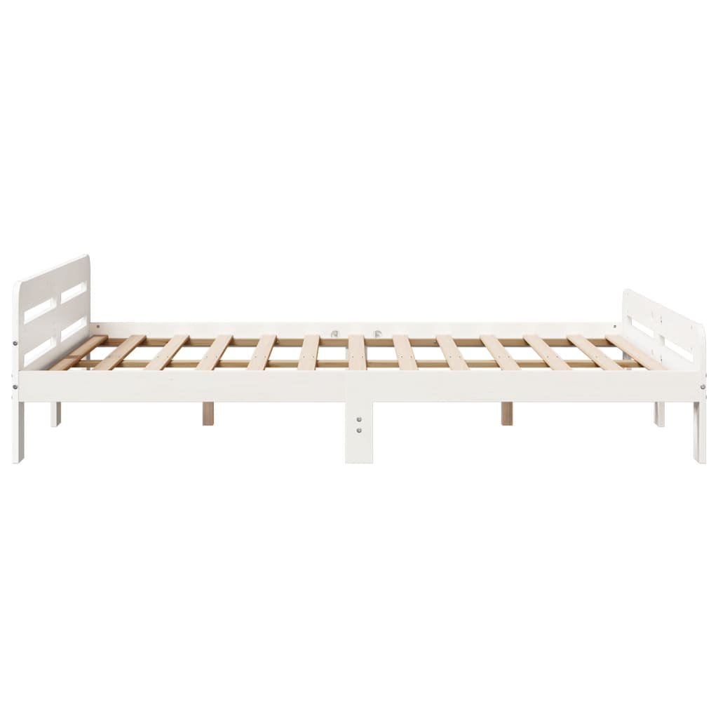sengeramme uden madras 150x200 cm massivt fyrretræ hvid