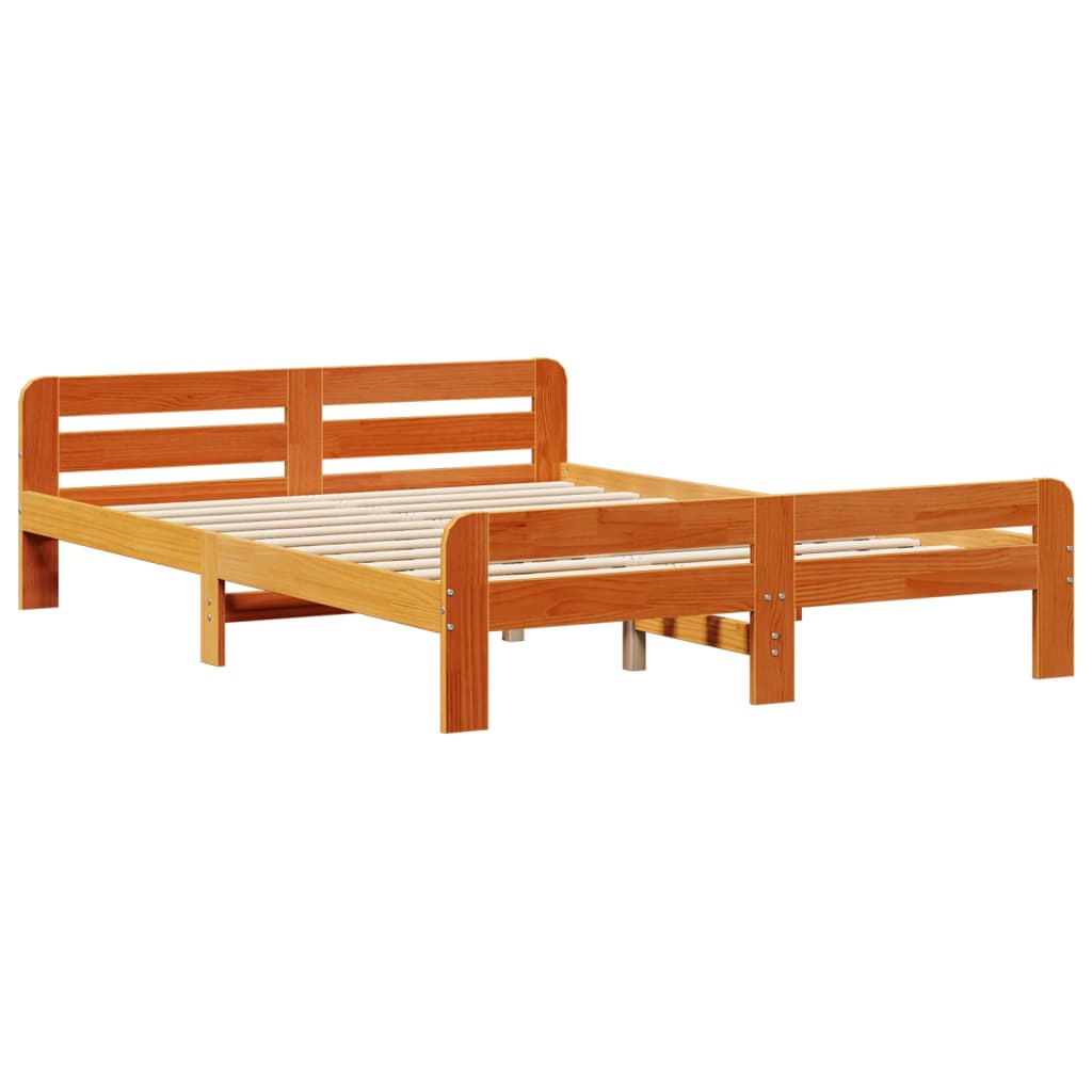 sengeramme uden madras 140x200 cm massivt fyr gyldenbrun