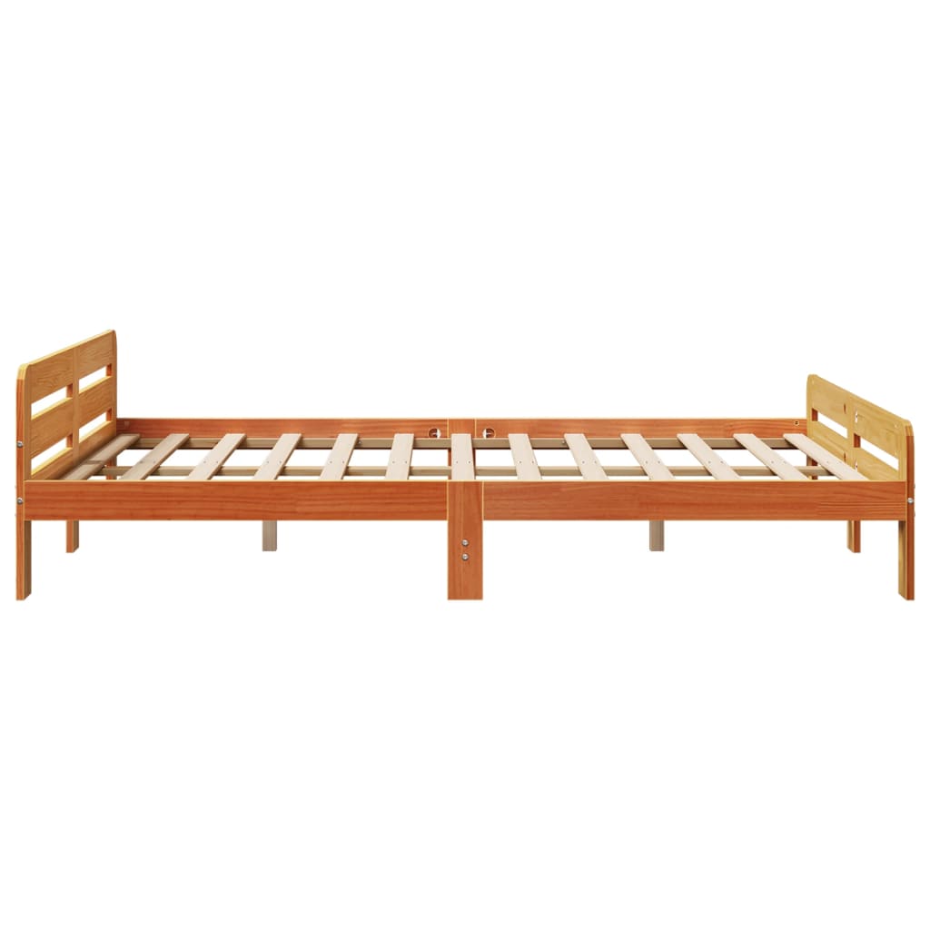 sengeramme uden madras 140x200 cm massivt fyr gyldenbrun