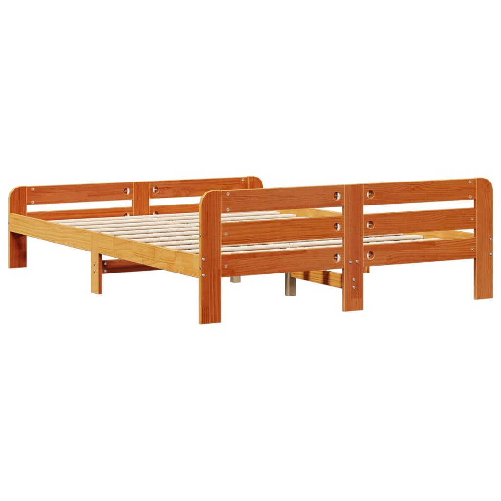 sengeramme uden madras 140x200 cm massivt fyr gyldenbrun