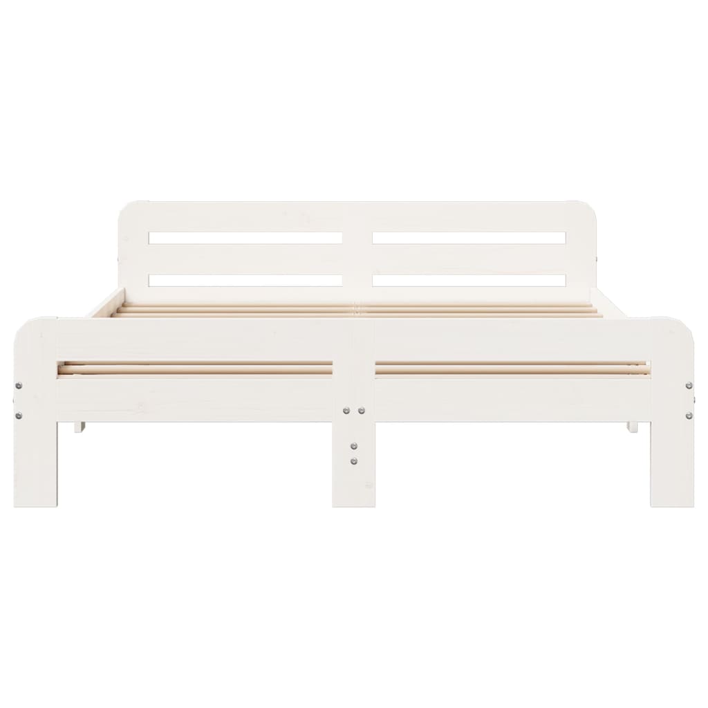 sengeramme uden madras 140x190 cm massivt fyrretræ hvid