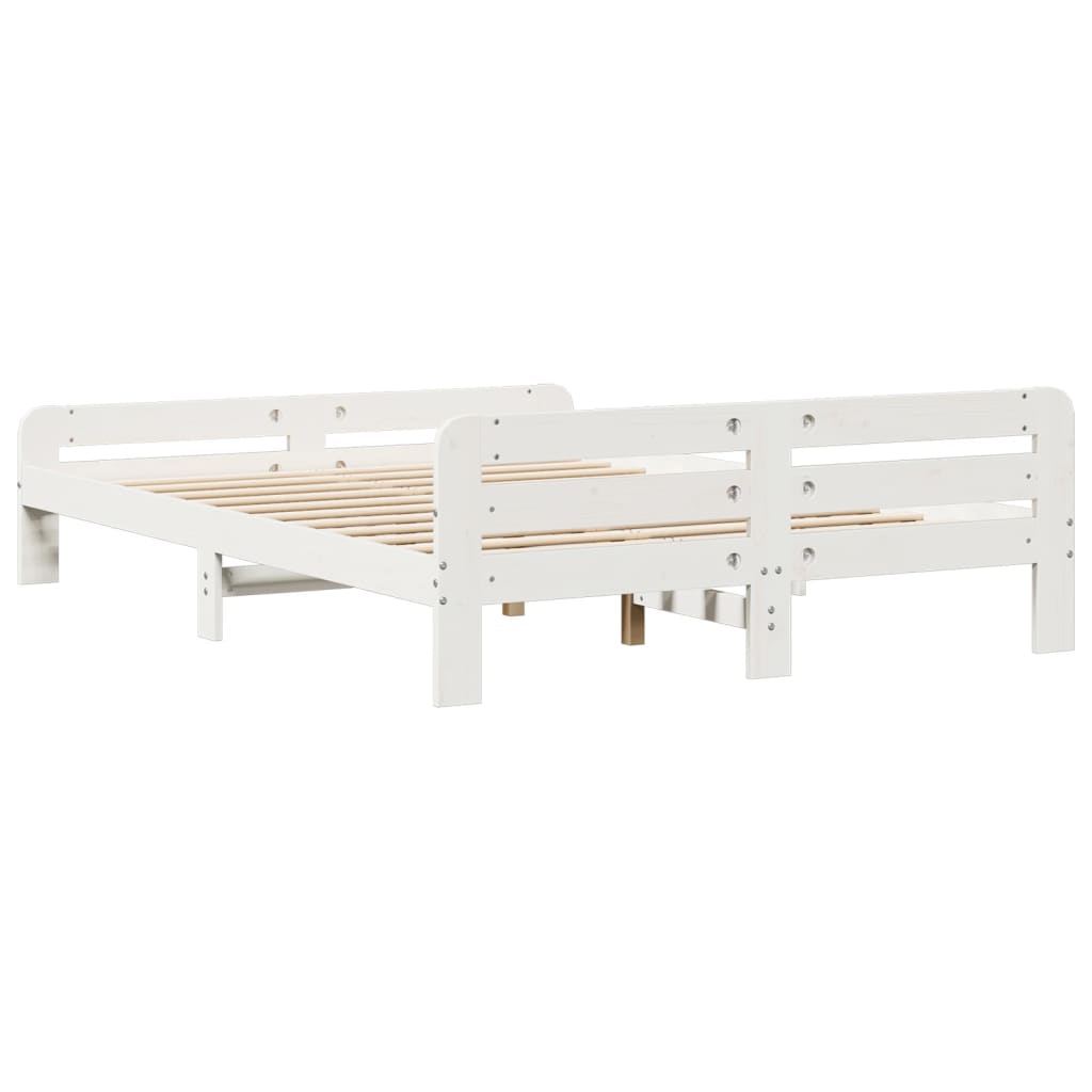 sengeramme uden madras 140x190 cm massivt fyrretræ hvid