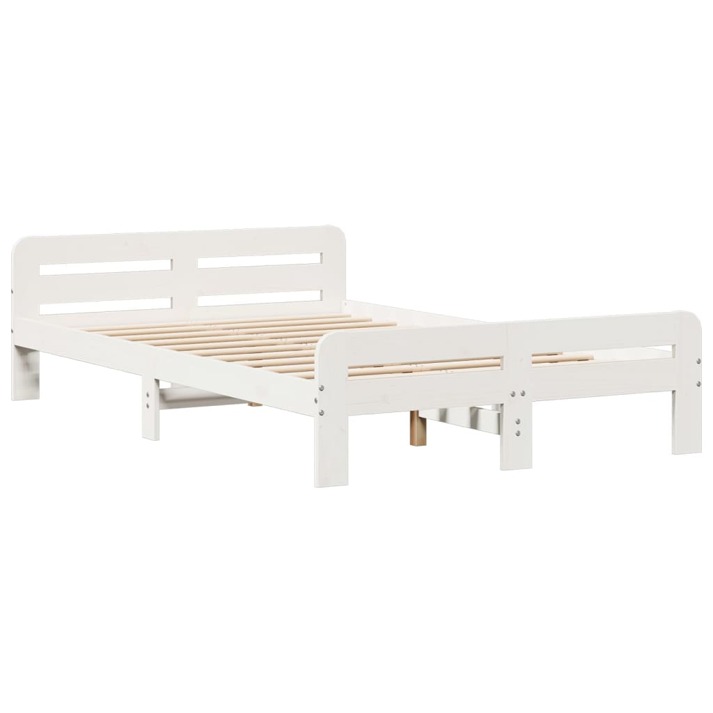 sengeramme uden madras 135x190 cm massivt fyrretræ hvid