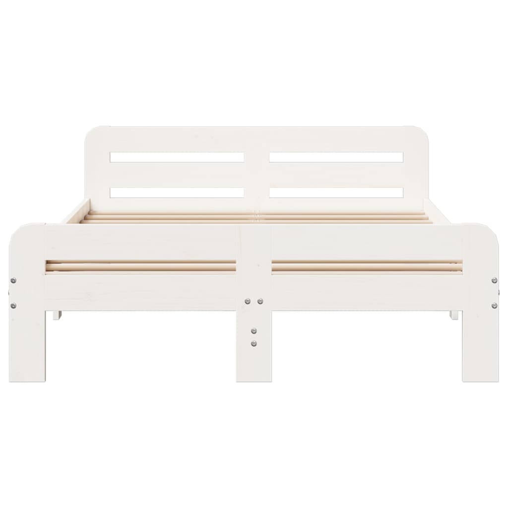 sengeramme uden madras 135x190 cm massivt fyrretræ hvid