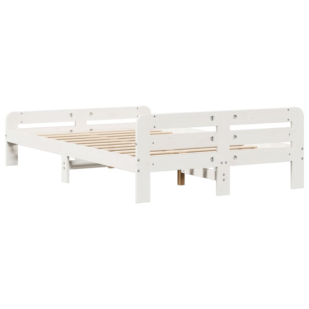sengeramme uden madras 135x190 cm massivt fyrretræ hvid