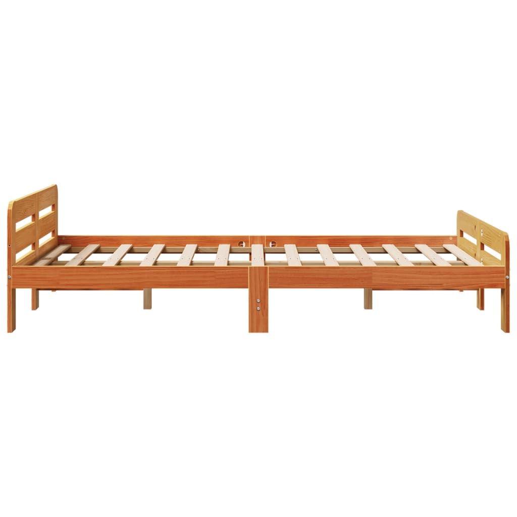 sengeramme uden madras 135x190 cm massivt fyrretræ brun