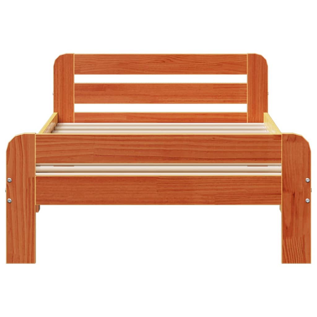 sengeramme uden madras 75x190 cm massivt fyrretræ gyldenbrun