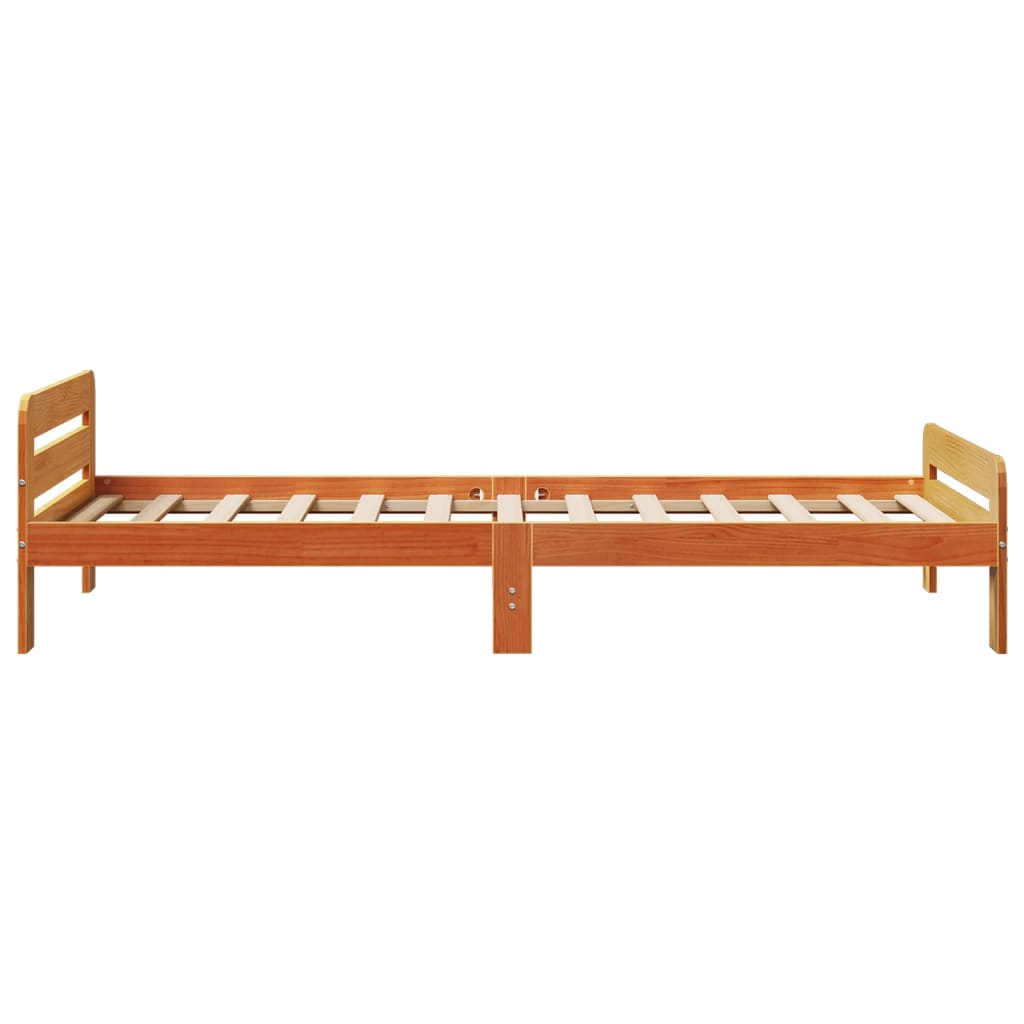 sengeramme uden madras 75x190 cm massivt fyrretræ gyldenbrun