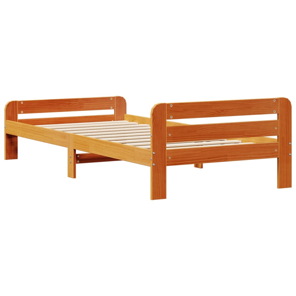 sengeramme uden madras 75x190 cm massivt fyrretræ gyldenbrun