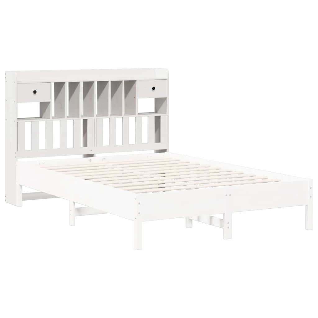 sengegavl med opbevaring 140 cm massivt fyrretræ hvid