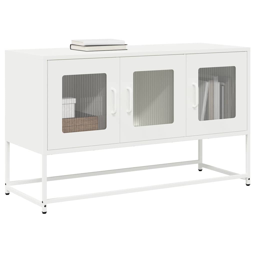 tv-bord 100,5x39x60,5 cm koldvalset stål hvid