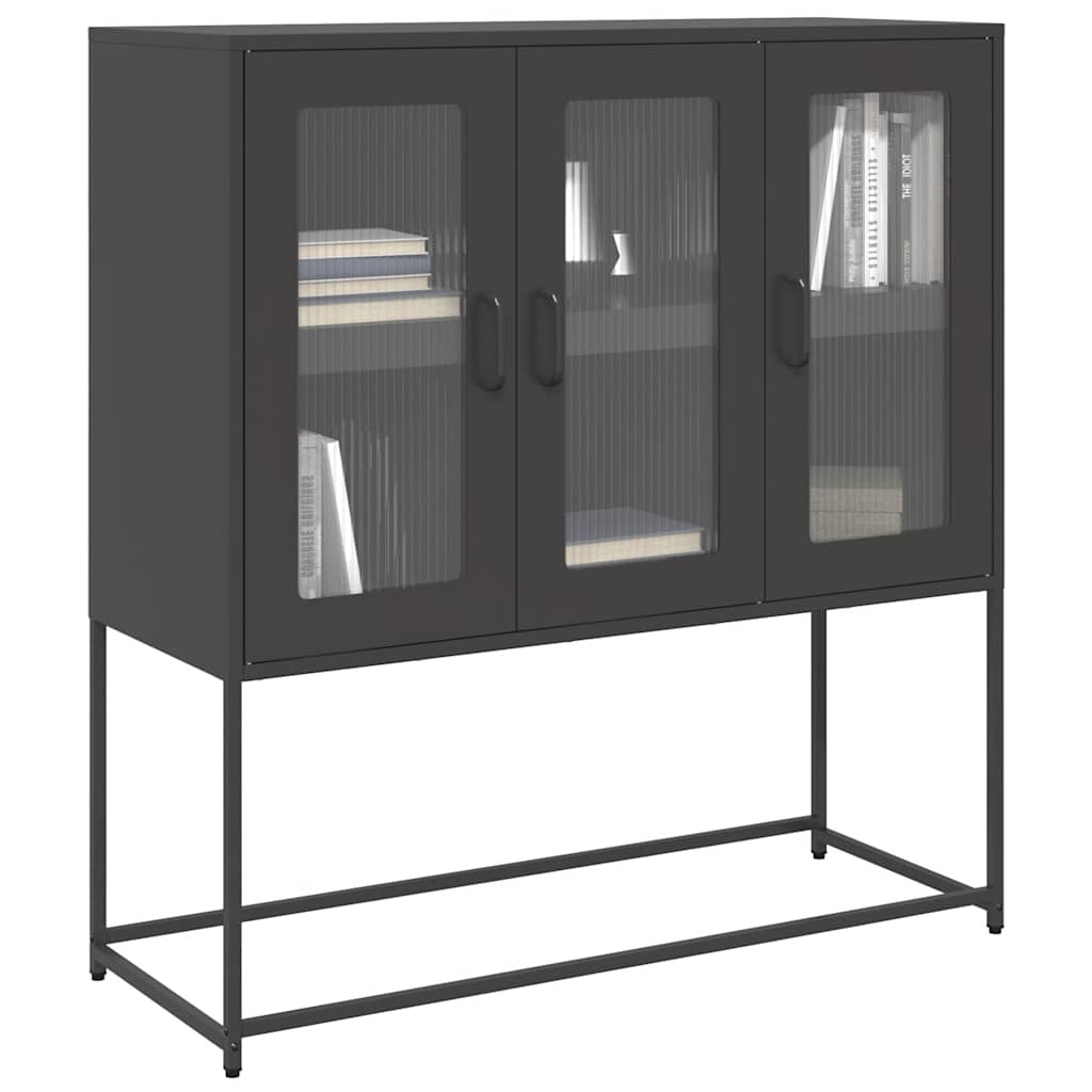 skænk 100,5x39x107 cm koldvalset stål sort