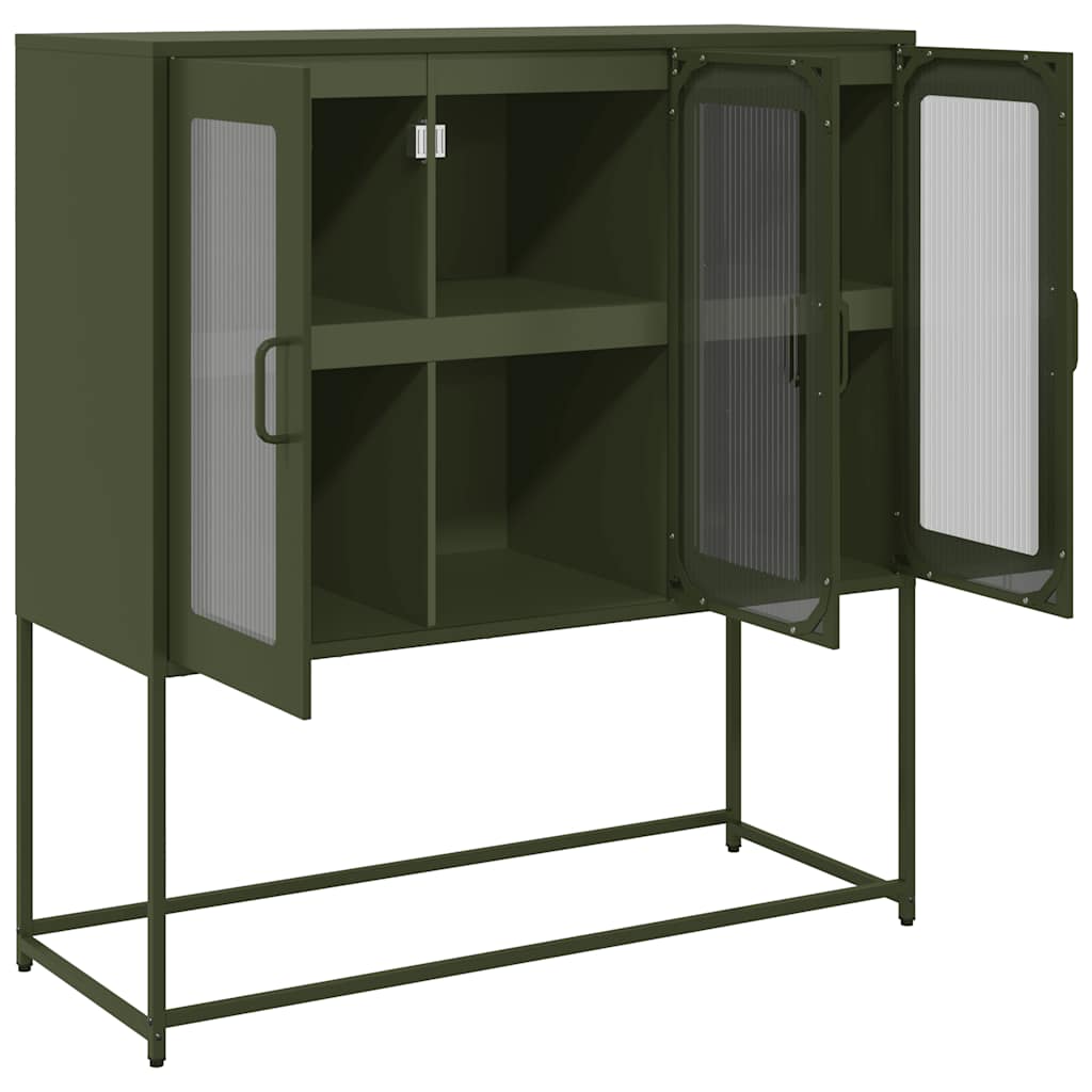 skab 100,5x39x107 cm koldvalset stål olivengrøn