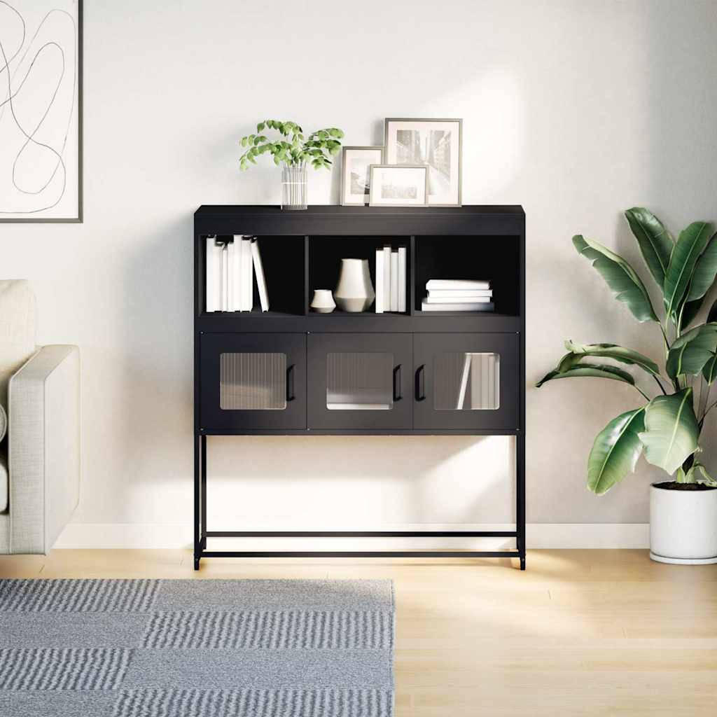 skænk 100,5x39x107 cm koldvalset stål sort