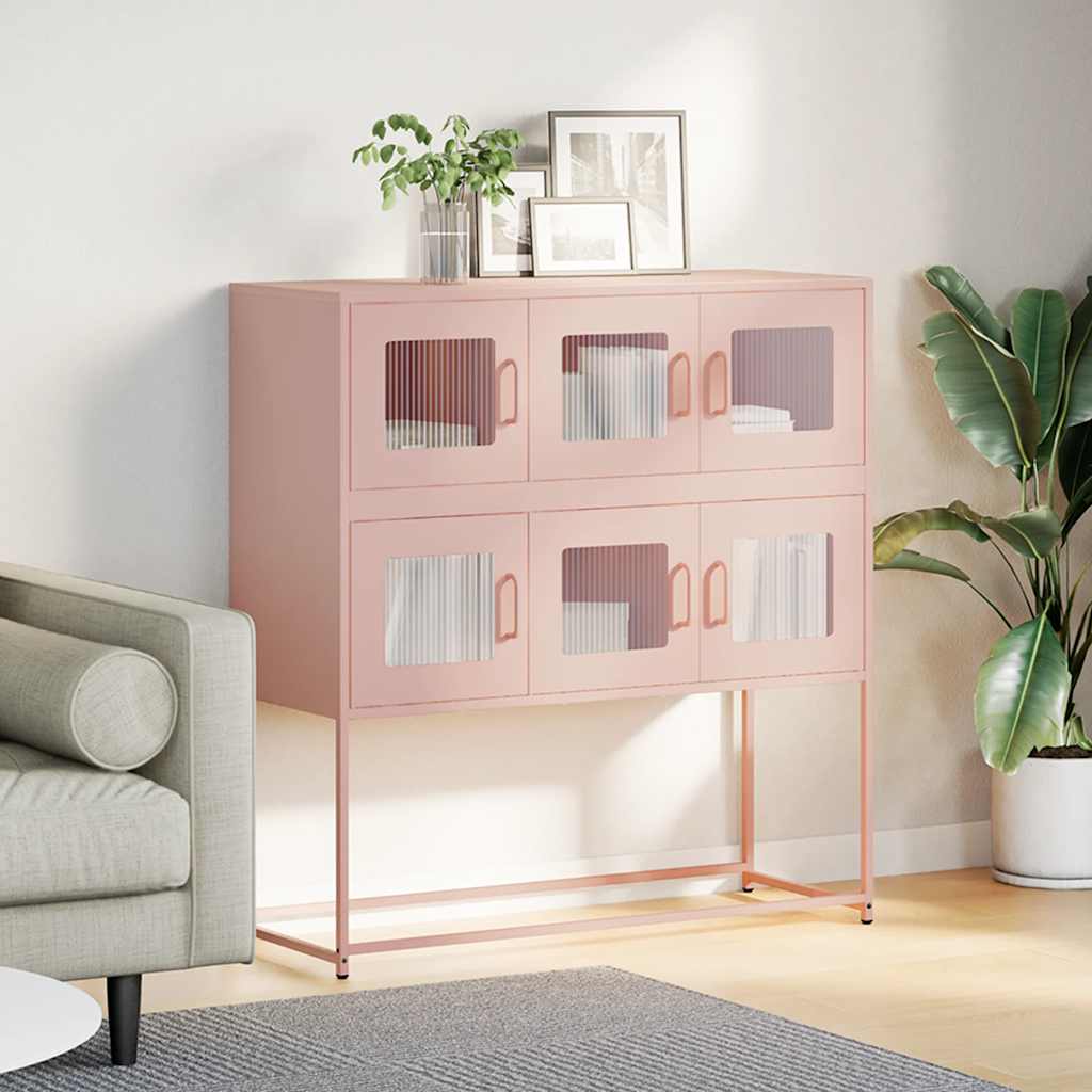 skænk 100,5x39x107 cm koldvalset stål lyserød