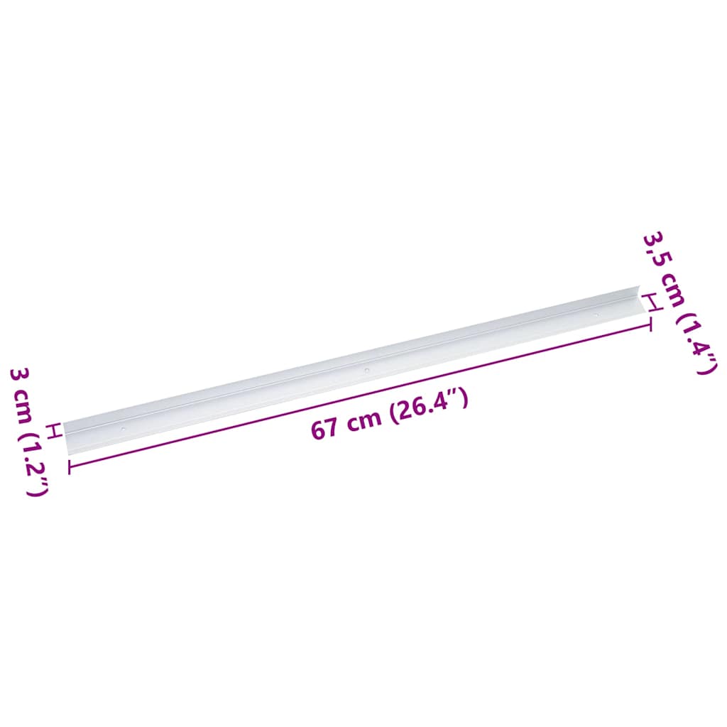 Trinkantprofiler 10 stk. Sølv 67 x 3.5 x 3 cm Aluminium