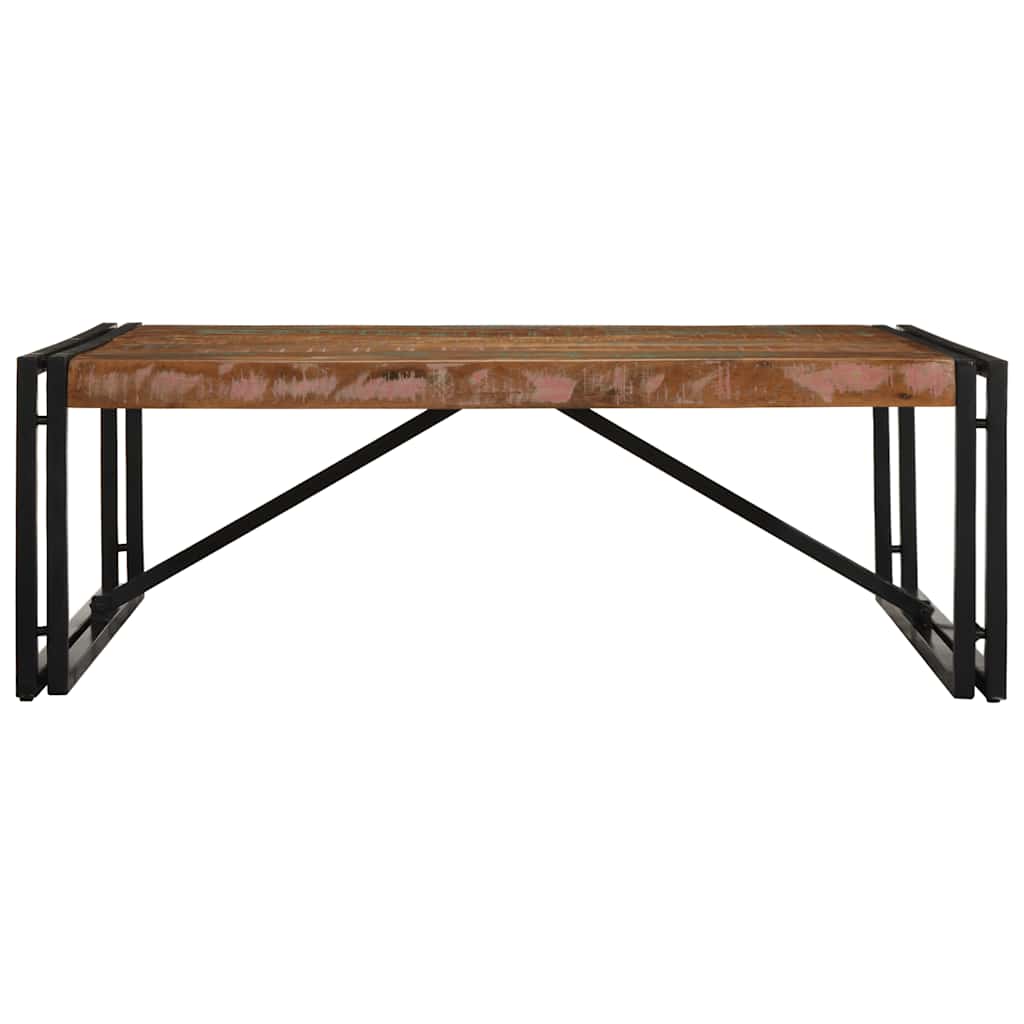 sofabord 100x100x35 cm massivt genbrugstræ flerfarvet