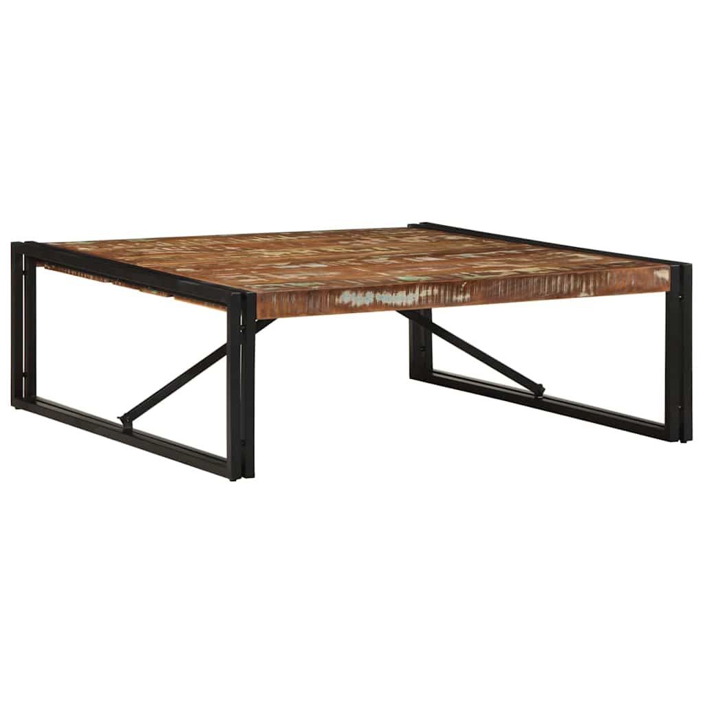 sofabord 100x100x35 cm massivt genbrugstræ flerfarvet