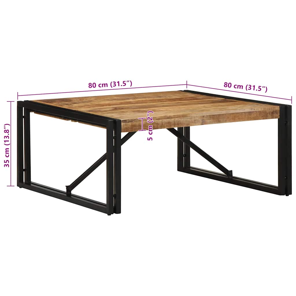 sofabord 80x80x35 cm massivt ru mangotræ