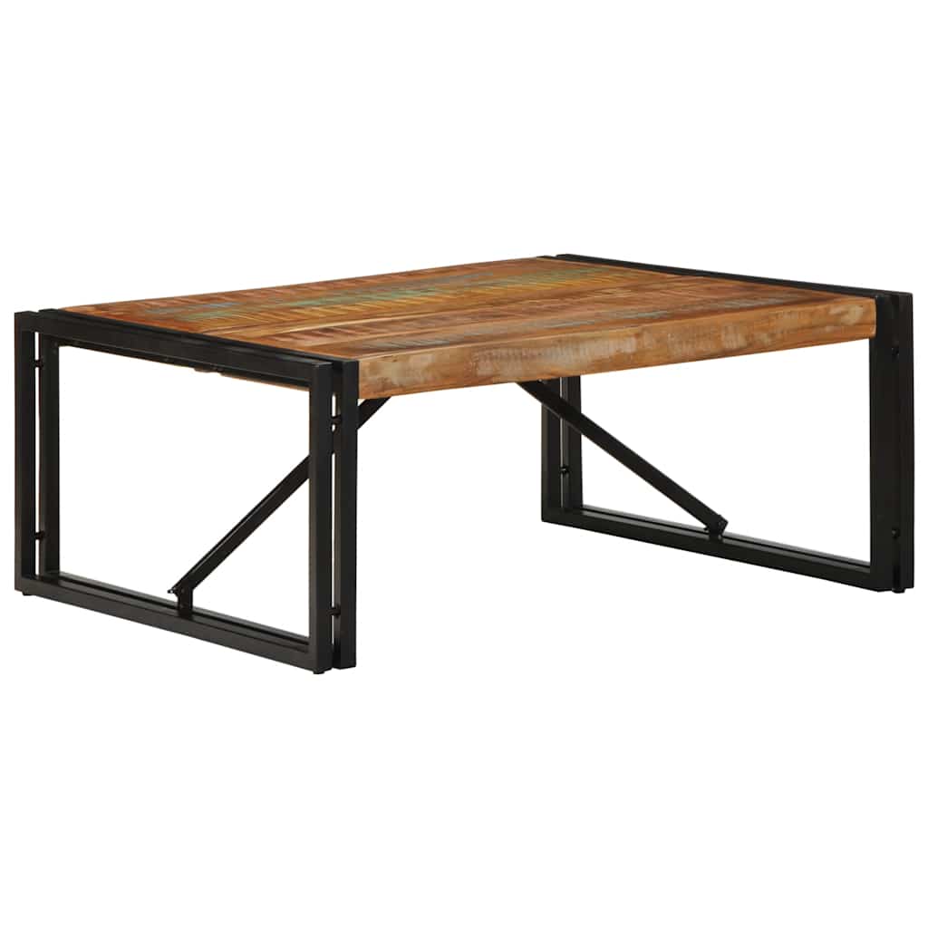 sofabord 80x80x35 cm massivt genbrugstræ flerfarvet