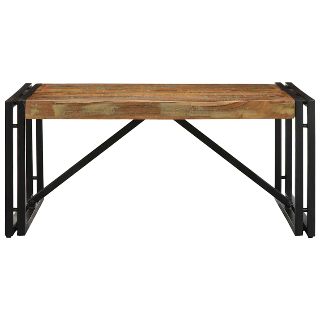 sofabord 80x80x35 cm massivt genbrugstræ flerfarvet