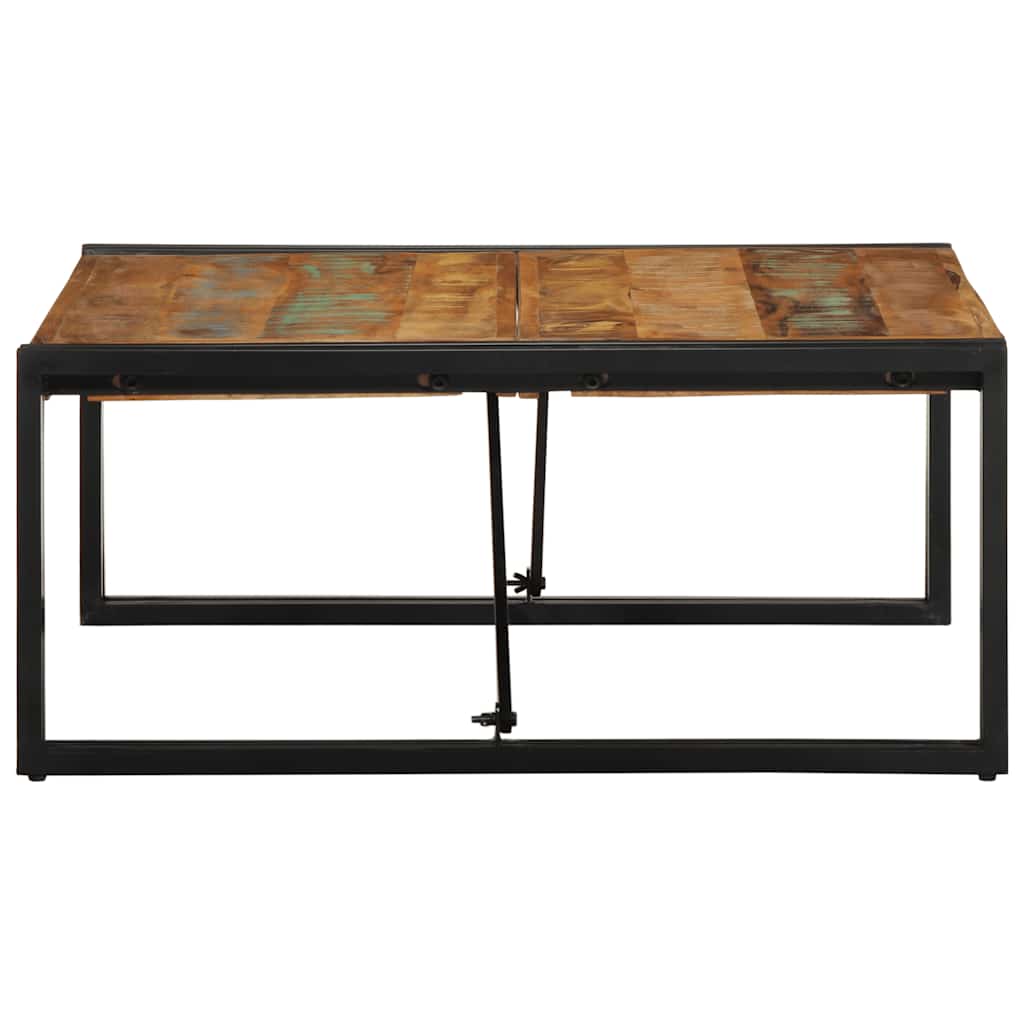 sofabord 80x80x35 cm massivt genbrugstræ flerfarvet