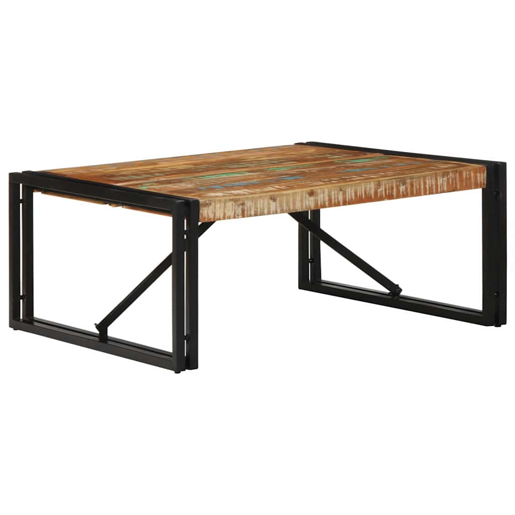 sofabord 80x80x35 cm massivt genbrugstræ flerfarvet