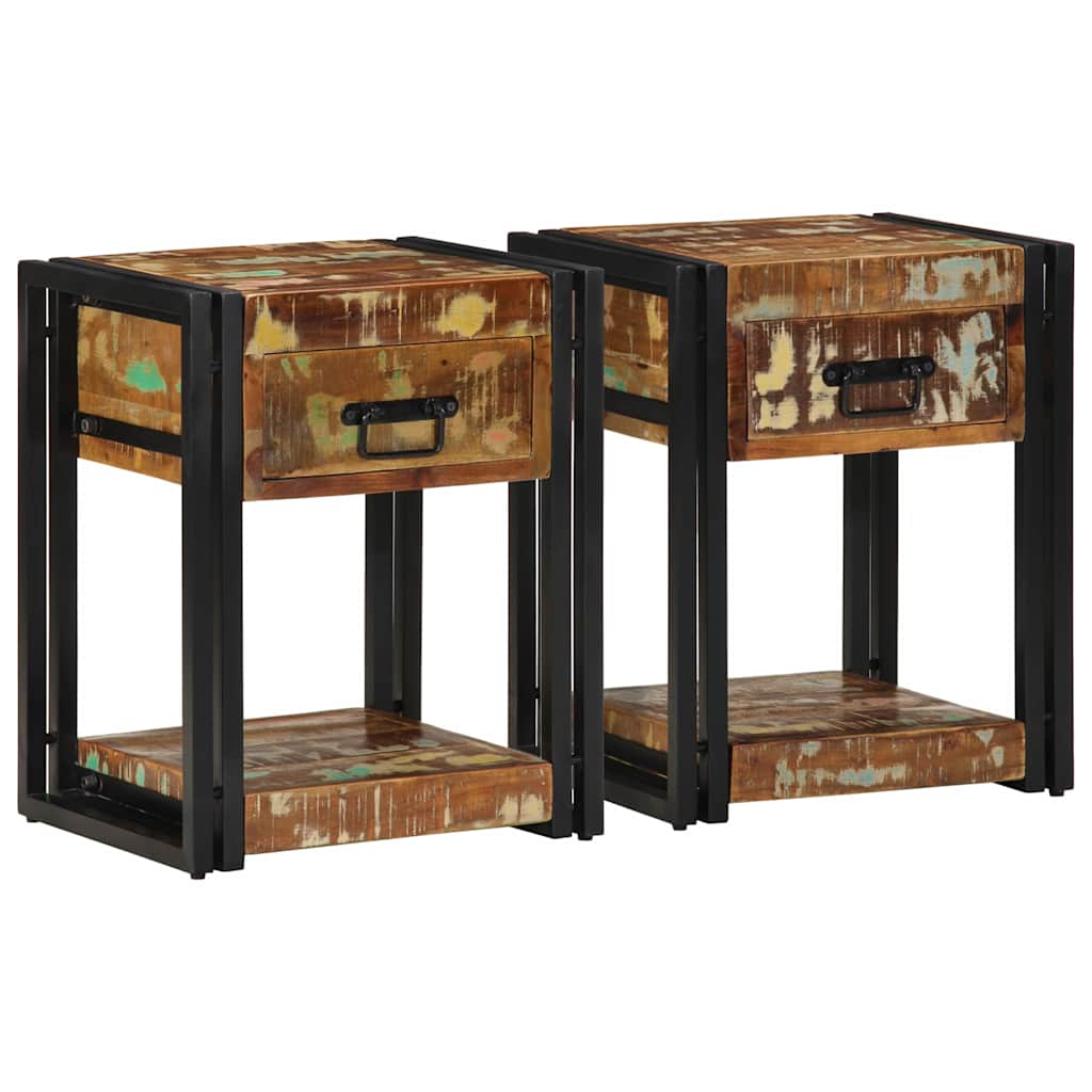 Natskab 2 stk. Flerfarvet 40 x 35 x 50 cm Solid genbrugs træ
