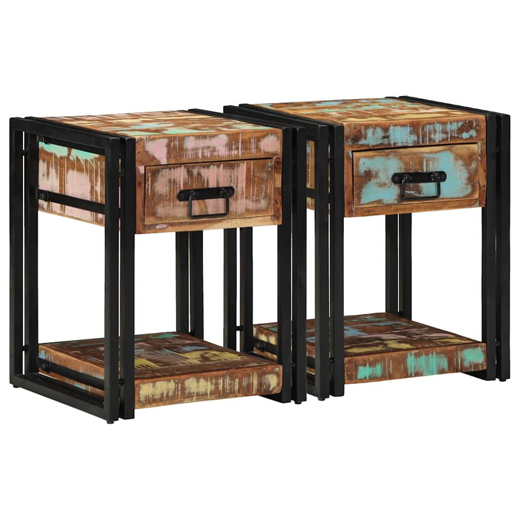 Natskab 2 stk. Flerfarvet 40 x 40 x 50 cm Solid genbrugs træ
