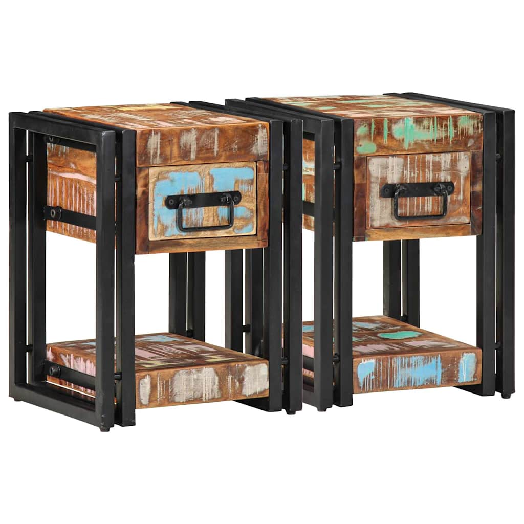 Natskab 2 stk. Flerfarvet 30 x 30 x 40 cm Solid genbrugs træ