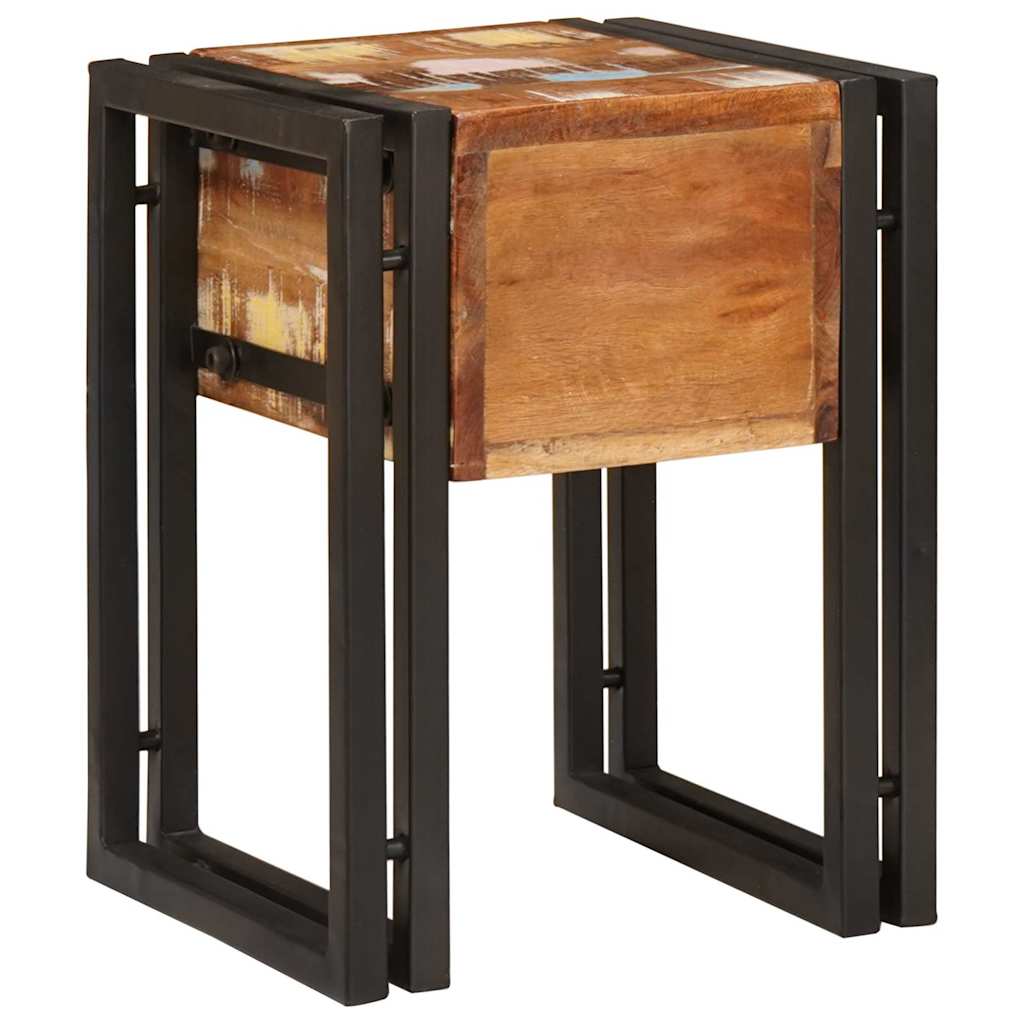Endebord Mønstret og sort 30 x 30 x 40 cm Solid genbrugs træ
