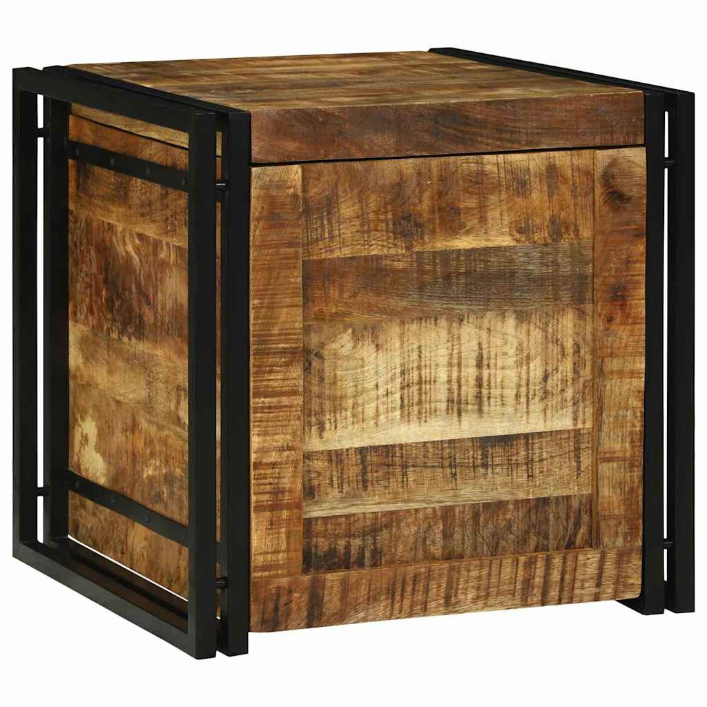 Opbevaringskasse Brun og sort 50 x 50 x 50 cm Rå mango træ