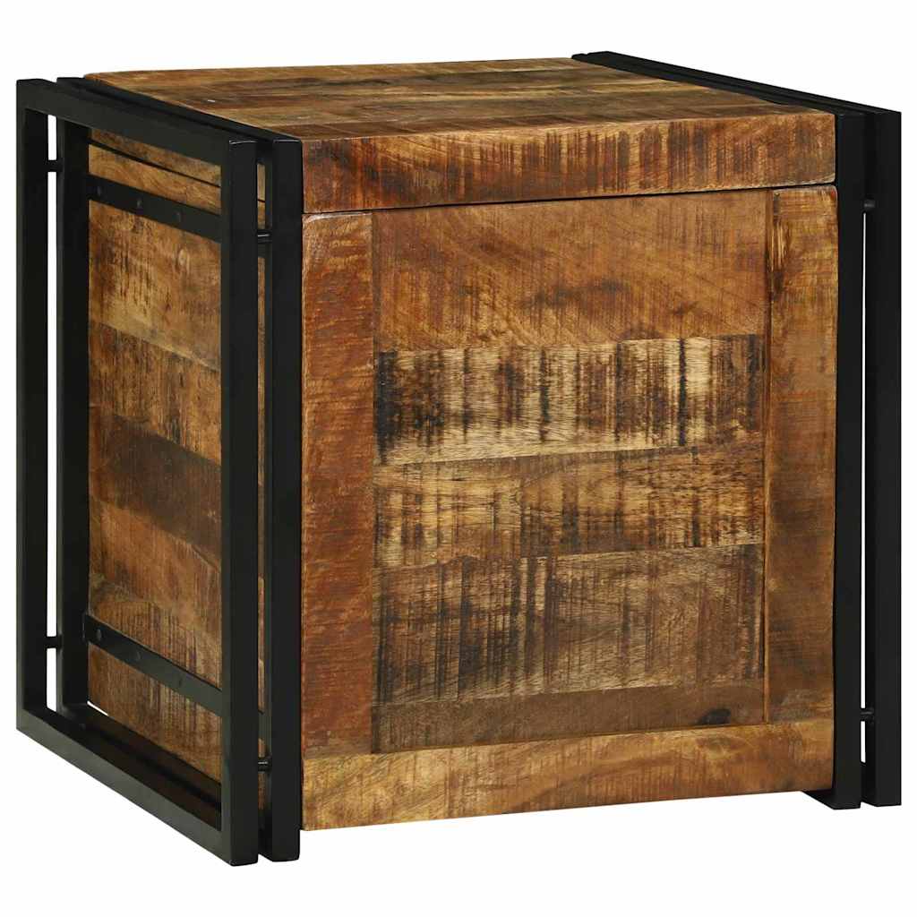 Opbevaringskasse Brun og sort 50 x 50 x 50 cm Rå mango træ