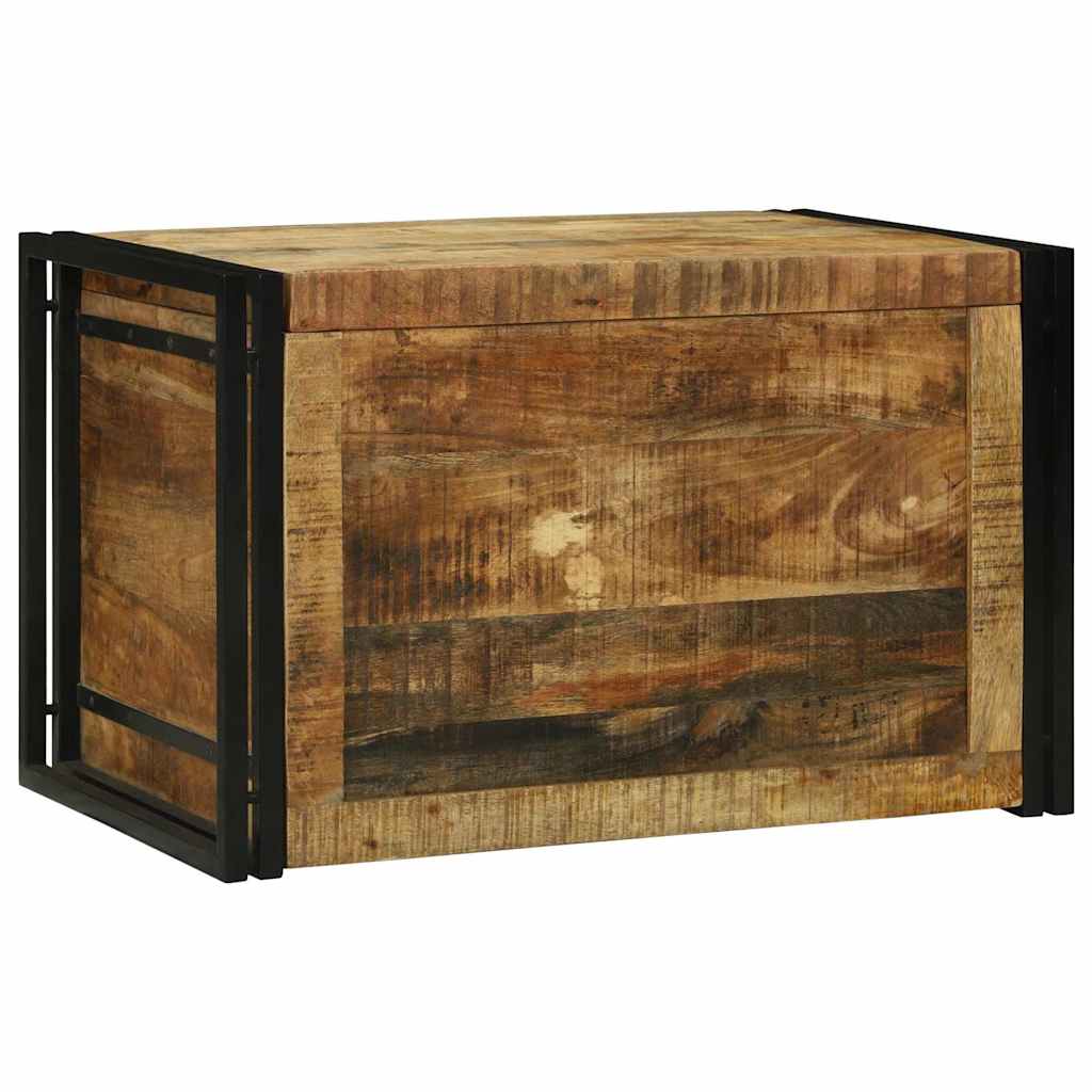 Opbevaringskasse Brun og sort 80 x 50 x 50 cm Rå mango træ