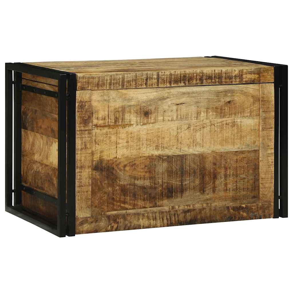 Opbevaringskasse Brun og sort 80 x 50 x 50 cm Rå mango træ
