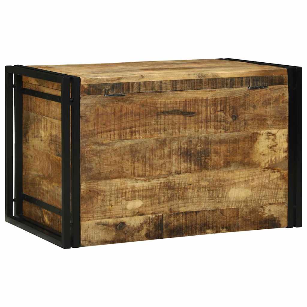 Opbevaringskasse Brun og sort 80 x 50 x 50 cm Rå mango træ