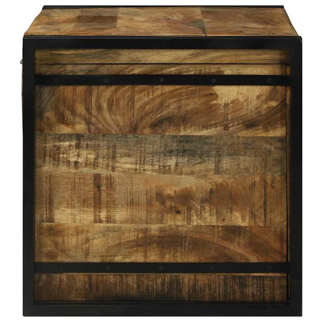 Opbevaringskasse Brun og sort 80 x 50 x 50 cm Rå mango træ