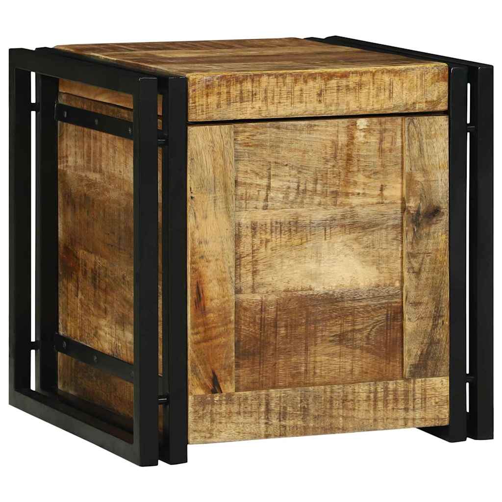 Opbevaringskasse Brun og sort 40 x 40 x 40 cm Massivt mangotræ